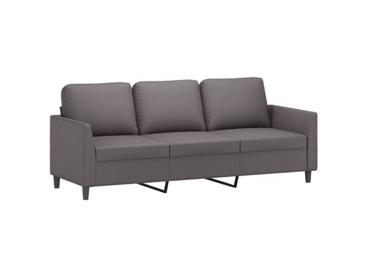 Canapé 3 places avec repose-pieds - SOLOMOON - Gris - Similicuir - 200x77x80 cm - Siège 180 cm - Repose-pied 60x50x41 cm