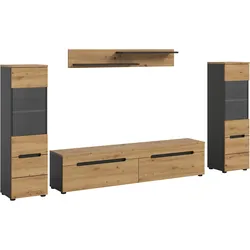 Wohnwand Canu Eiche Artisan/Basalt grau