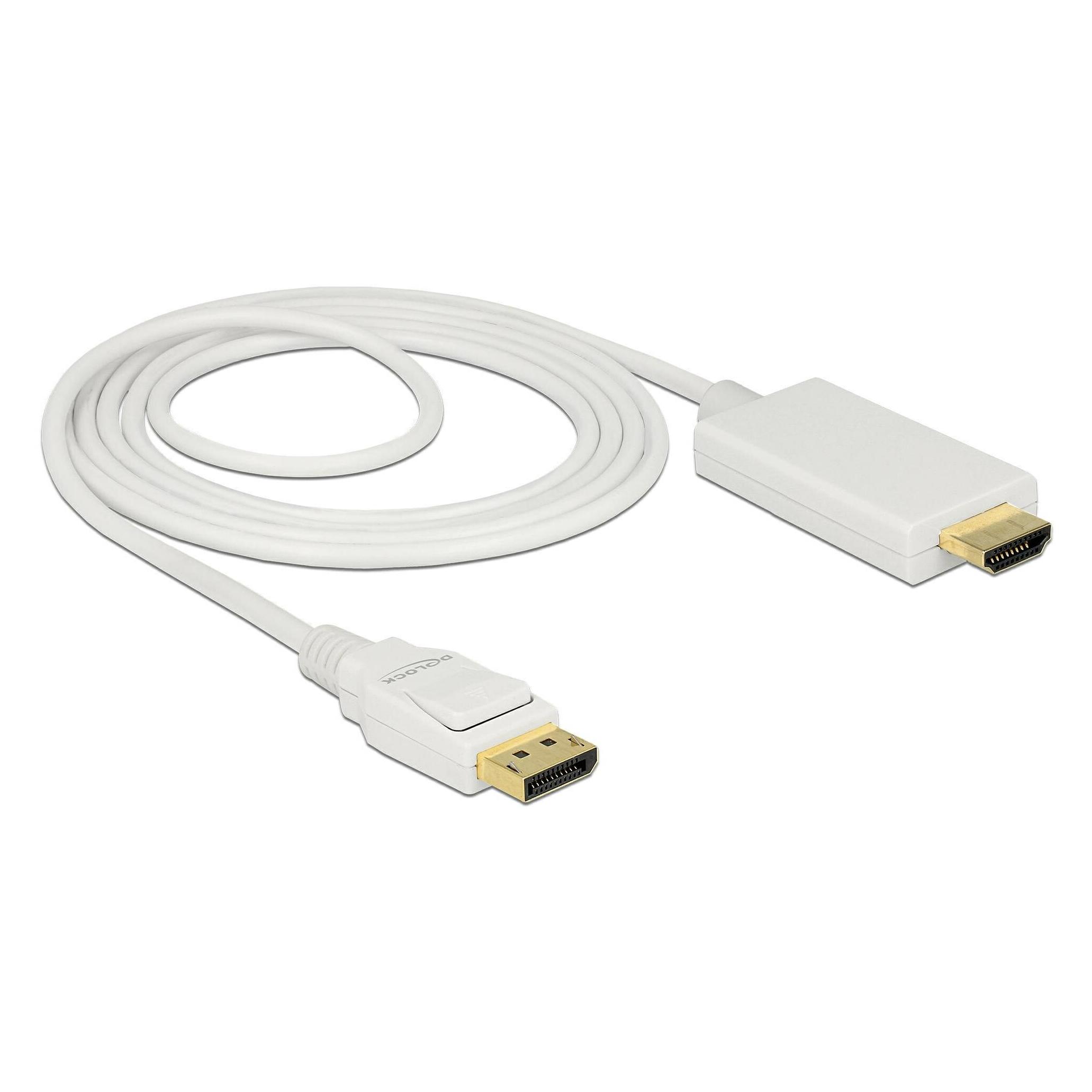 Delock Kabel Displayport 1.2 männlich > High Speed HDMI-A männlich passiv 4K 2 m weiss (2 m) (83818)