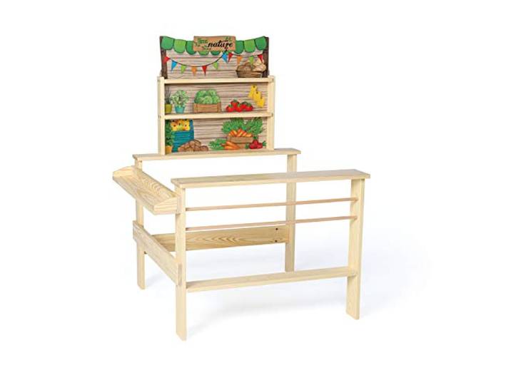 Erzi 10061 Kaufladen Bio-Markt aus Holz, Kaufladenspielzeug für Kinder