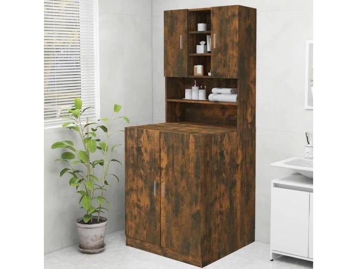 SALE 2024  Meuble pour machine à laver Chêne fumé 70 5x25 5x90 cm 59 28 Kg