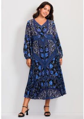 Plus Size Women's Harmony Twist Front Pleated Dress by Avenue in Blue Harmony Placement (Size 22/24)