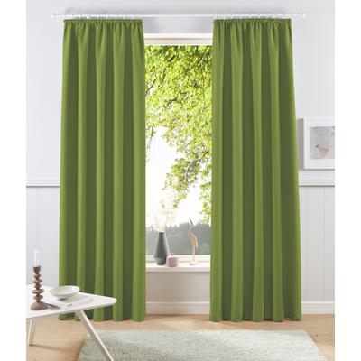 Vorhang OTTO HOME "Raja, Gardinen mit Kräuselband, blickdicht, Wohnzimmer, Topseller" Gr. 3, grün, B:140cm H:225cm, Polyester, Recyceltes Material, Gardinen, 2er-Set, Bestseller, einfarbig, modern, pflegeleicht, Mikrofaser