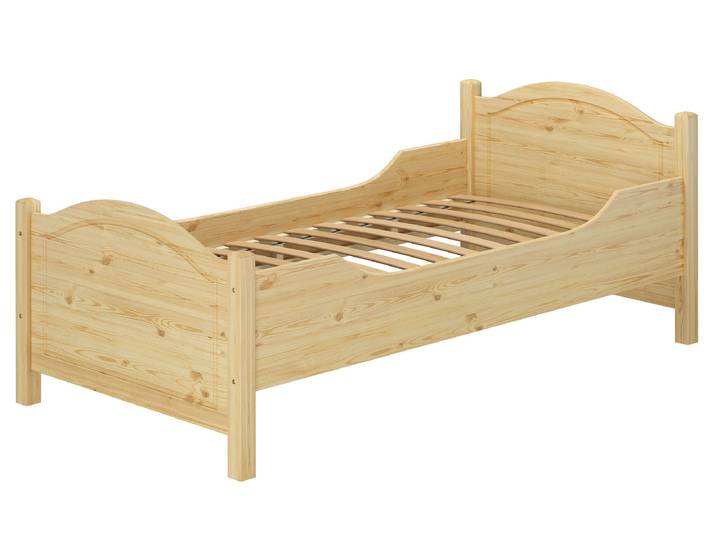 Hohes Holzbett für Senioren 90 x 200 cm Einzelbett Landhausstil