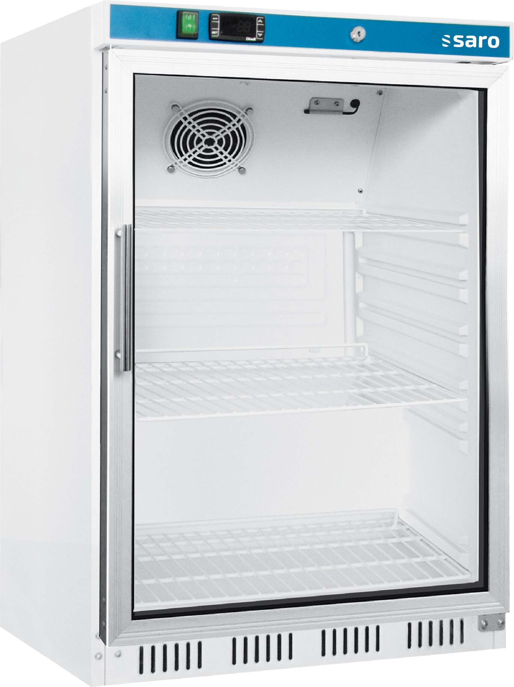 Saro HK 200 GD, Merchandiser Kühlschrank, Freistehend, Weiß, Edelstahl, Stahl, Kunststoff