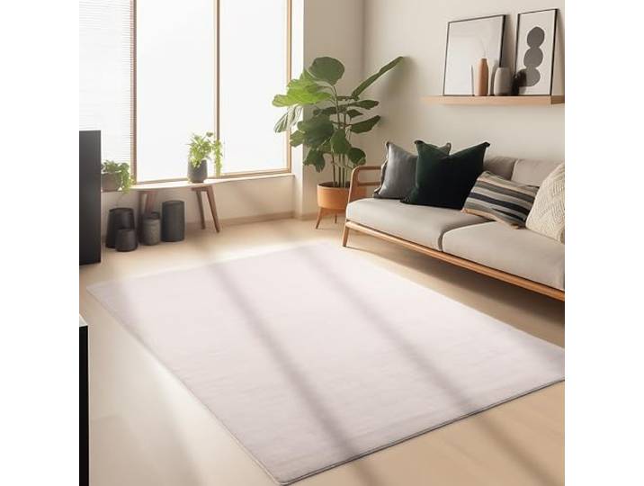 Carpetsale24 Tapis Lavable à Poils Courts 140x200 cm Beige Moderne