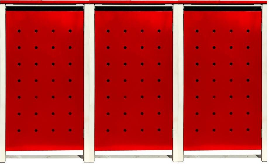 3 Tailor Mülltonnenboxen Basic für 240 Liter Tonnen / ohne Stanzung / Rot / Grau