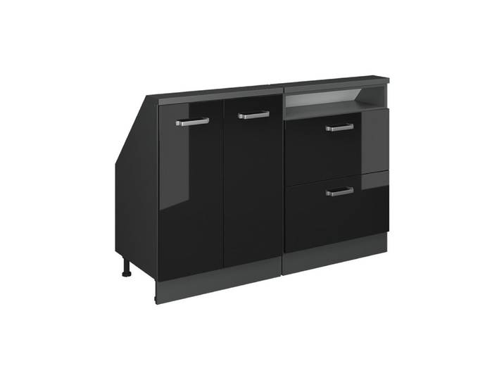 Vicco Kommode Rion, Schwarz Hochglanz/Anthrazit/Anthrazit, 2er Set (2 St)