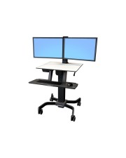 Ergotron WorkFit-C Dual Sit-Stand Workstation Wagen für 2 LCD-Displays/Tastatur/Maus/CPU Grau Schwarz (24-214-085)