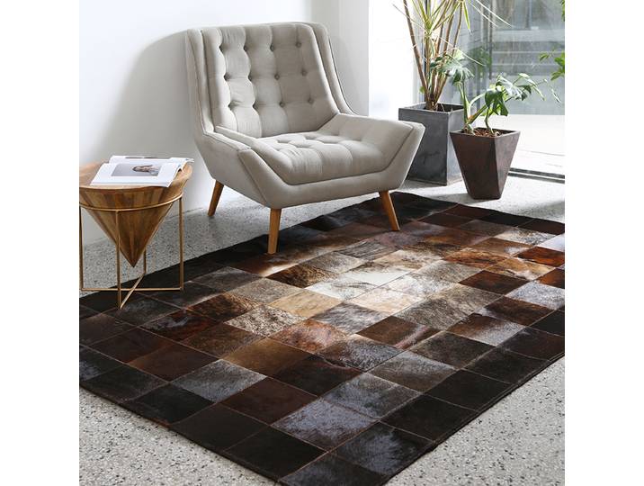Tapis américain en cuir de vachette véritable pour salon, patchwork fait à la main personnalisé, véritable fourrure de vache marron, grand tapis de chambre