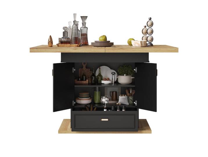 Redom Esstisch 110-140/80/75 cm ausziehbar mit Stauraum und MDF-Tischplatte in Holzoptik, Natur, Naturfarben, 80x75x110 cm, Esszimmer, Esstische