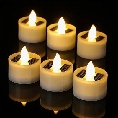 Uplifted Finds Solar Powered Outdoor Waterproof LED Tea Light Candles Rechargeable Flameless Flickering Lights For Garden Patio And Hom 1 Pc yellow Light