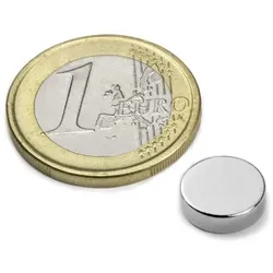Supermagnete Scheibenmagnet Neodym, rund, 1 Stück - Güte: 42N - Größe: 10 mm x 3 mm