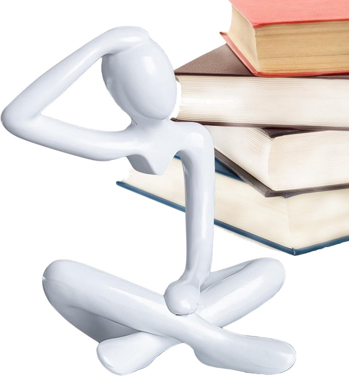 Abstract Beeld Denker Figuur Wit - Hoogte: 11 cm