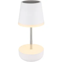 Solarlampe Tischleuchte Außenlampe Balkonlampe verstellbar weiß LED Gartenlampe, Edelstahl, LED 3000K warmweiß, H 25 cm
