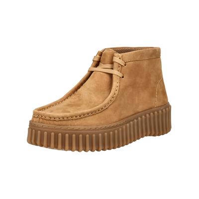 Plateaustiefelette CLARKS "Clarks Stiefelette Nubukleder", Damen, Gr. 37,5, tan, Nubukleder, Schuhe
