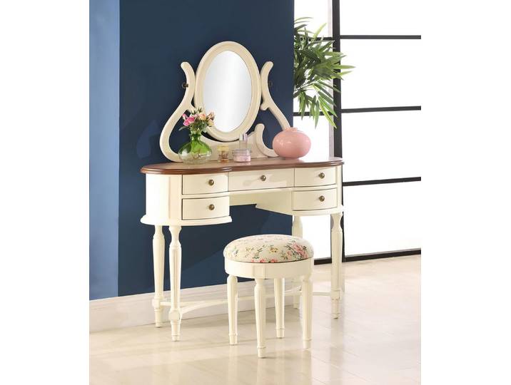 Xlmoebel Schminktisch Klassischer Schminktisch im Landhausstil mit luxuriösem Spiegel (Schminktisch mit Hocker, Schminktisch+Hocker), Hergestellt in Europa