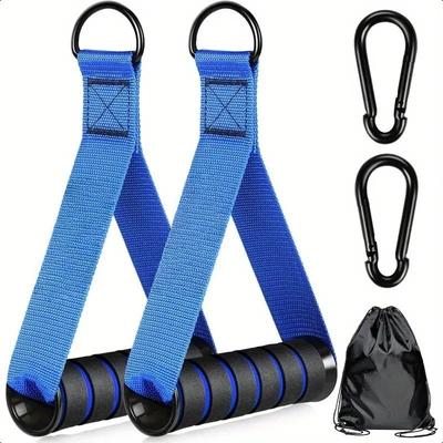 Smart Shopping Spot Heavy Duty Cable Machine Handles With D Ring Hooks For Gym Cable Systems & Resistance Bands blue