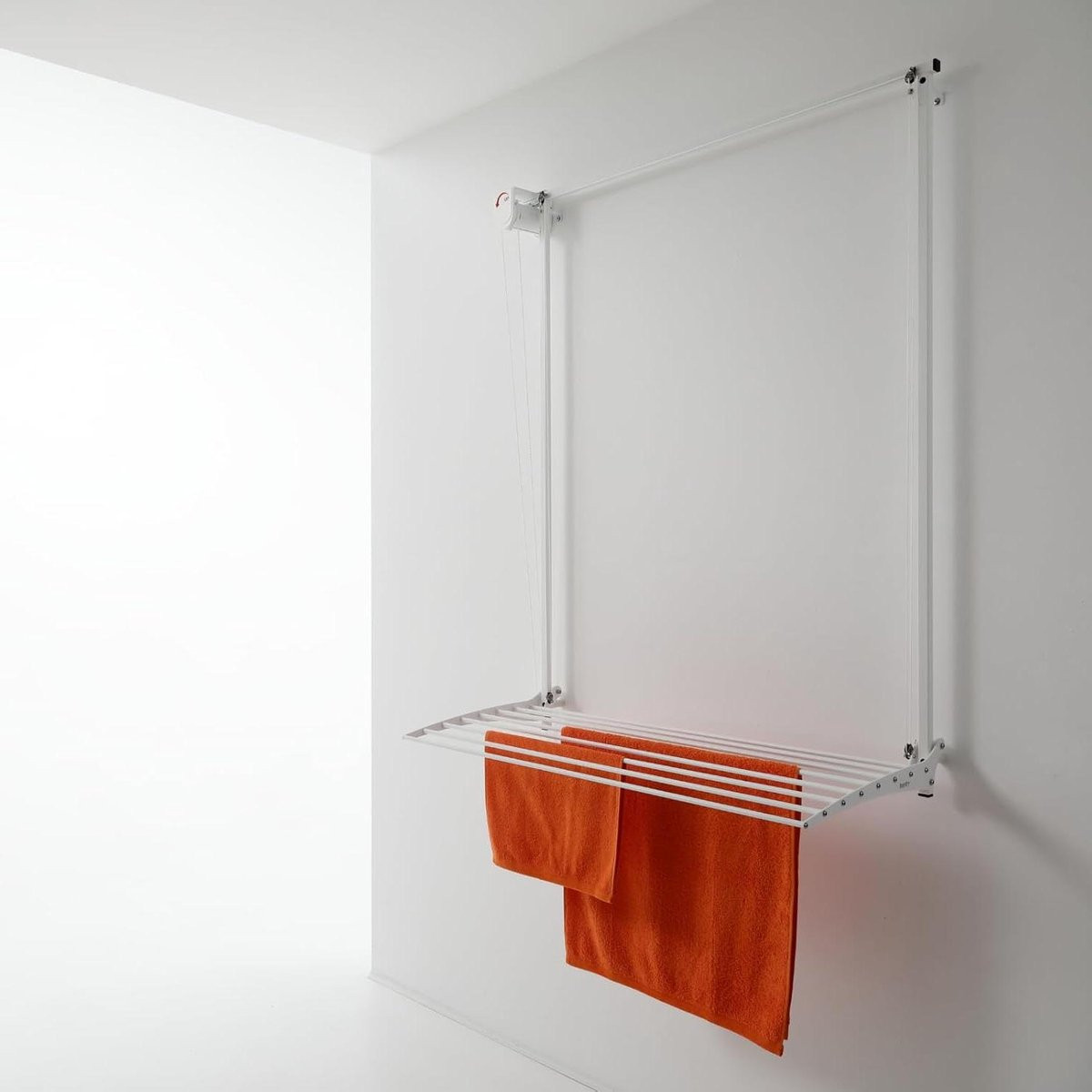 Wit inklapbaar wandwasrek - Verticaal uitschuifbaar droogrek - 128 cm