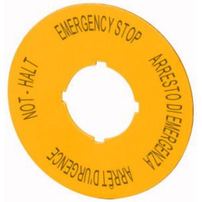 Eaton M22-XAK11 121085 Bezeichnungsschild (Ø x H) 90 mm x 90 mm NOT-HALT (de, en, fr, it) Gelb 1 St.