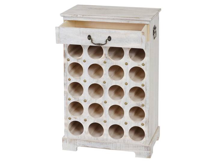 Jamb Weinregal Weiß, Holz, 48x76x31 cm, Wohnzimmer, Regal, Weinregal