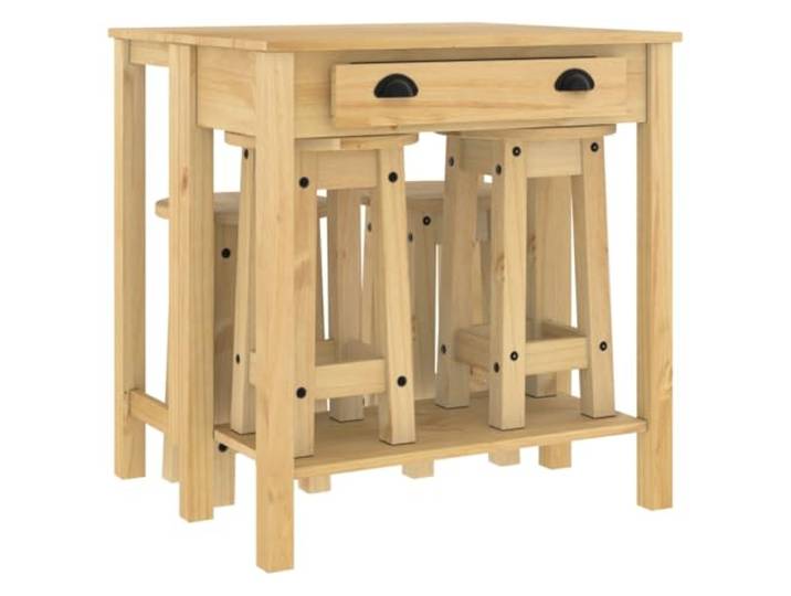 5er Set Barmöbel aus Kiefer Massivholz Hocker ohne Lehne, Klappbare Tischplatte, 110 kg Tragkraft, Für Küche und Esszimmer