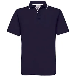 B&C Herren Piqué Polo mit Streifen Safran Sport PU413 navy/white S
