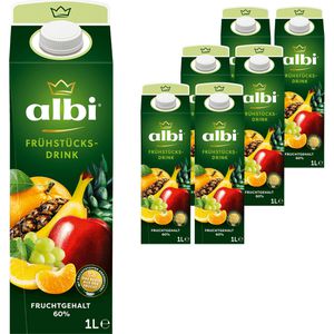 albi Saft Frühstücks-Drink, ohne Zuckerzusatz, Tetrapack, je 1 Liter, 6 Stück