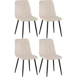 CLP 4er Set Stühle Dijon Samt - Farbe: creme, Material: Samt