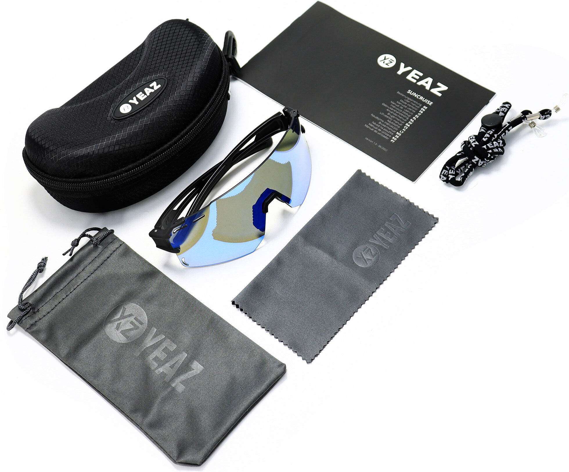 Sportbrille YEAZ "Sport-Sonnenbrille Grün SUNCRUISE", Kinder, schwarz (schwarz, blau), Sonnenbrillen Sportbrille