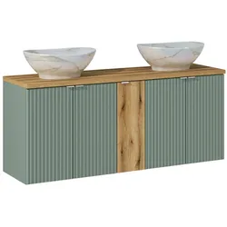 DOPPELWASCHTISCH 140cm Jade Grün und Holz