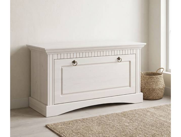 Schuhtruhe OTTO HOME Rustic, Schuhbank, Dielenmöbel, Landhausstil , weiß, B:90cm H:49cm T:38cm, Massivholz, Truhen, Schuhtruhe, aus massiver Kiefer, Sitzhöhe 49 cm, mit Kassettenoptik