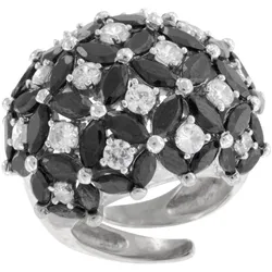 trendor 65892 Damenring 925 Silber Zirkonias schwarz/weiß, 54/17,2
