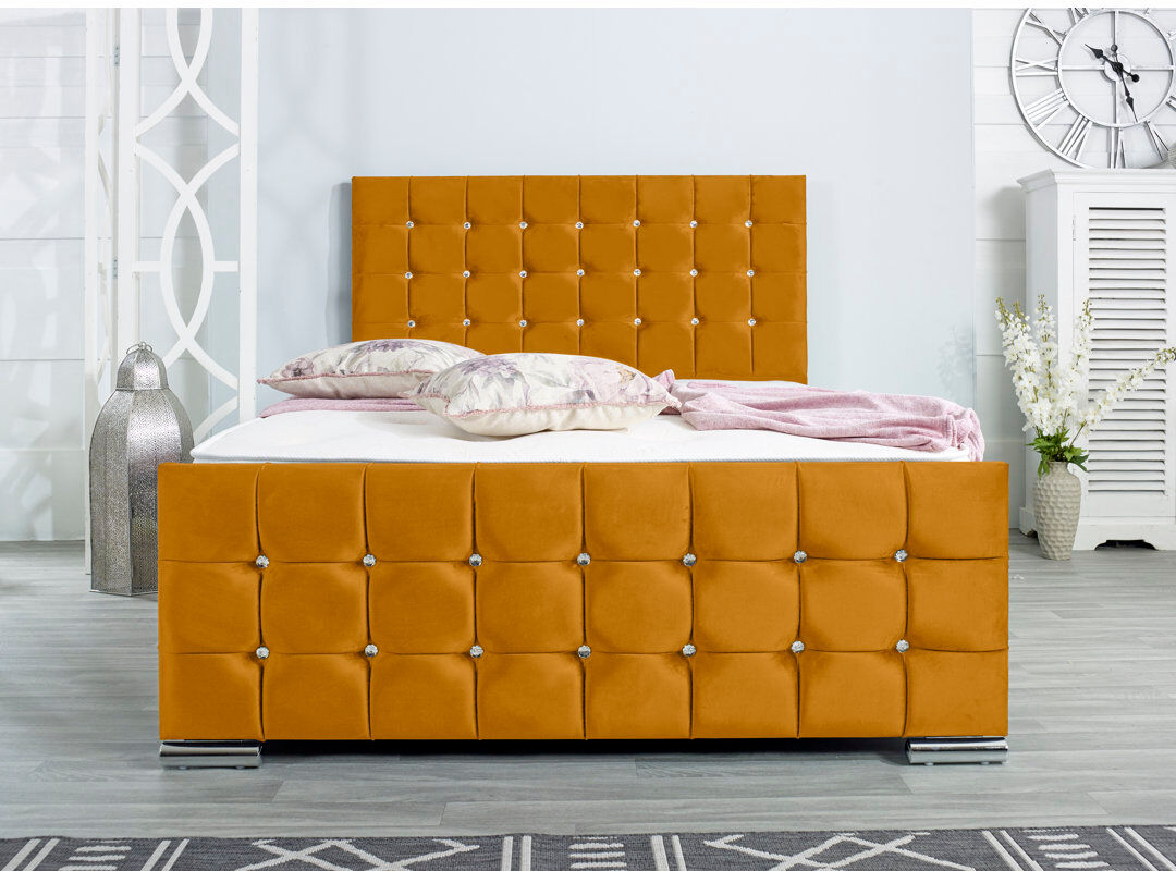Wayfair Sleep Lexington Upholstered Bed Frame Mustard Kingsize (5')