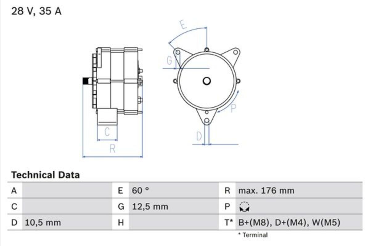 Bosch Generatore di corrente rotante 0 986 037 440