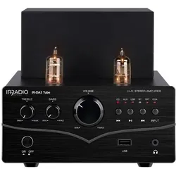 Irradio Hybrid Hi-Fi Röhren-Stereo-Verstärker 4Ohm 50W RMS Mod. IR-DA3 Tube, Stereoverstärker, Schwarz