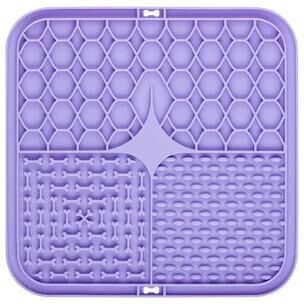 Uplift Essentials Silicone Pet Lick Mat Calming Bathing Distraction & Slow Feeding Training Plate purple