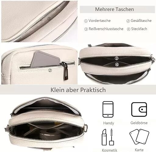 INF Umhängetasche Schultergurttasche PU-Leder Weiß