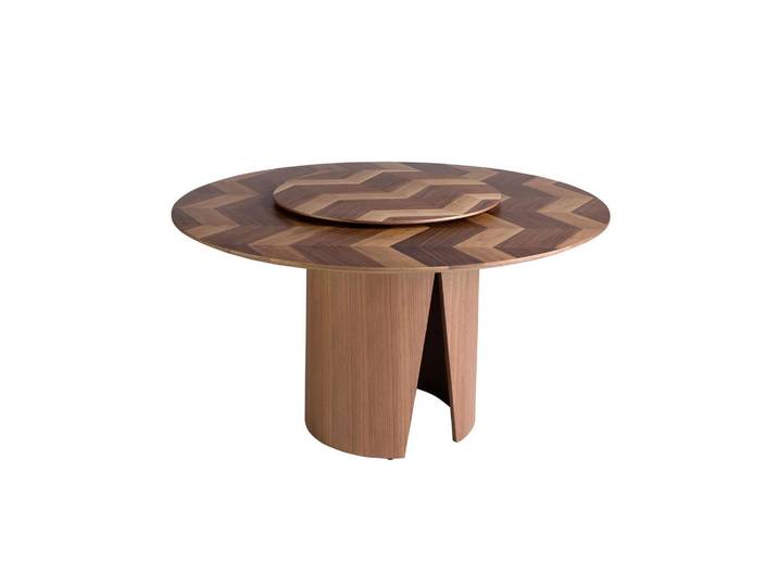 Angel Cerda Runder Esstisch aus Nussbaum, Modell 1130, Walnussfarben, Holzwerkstoff, Nachbildung,Nussbaum, Essen/Getränk, Rundform,Rund,Rund, 150x76x150 cm, Esszimmer, Esstische