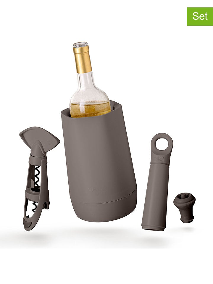 Vacu Vin 4tlg. Weinzubehör-Set "Host" in Grau - onesize