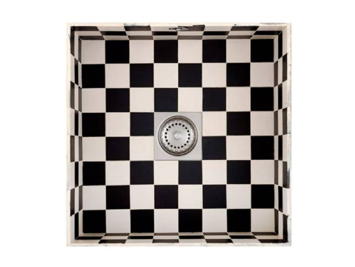 CARESSI Küchenspüle CATO4040, quadratisch, 43/15 cm, Gefliestes Spülbecken