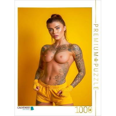 CALVENDO Puzzle Tätowierte Frau mit nacktem Busen in erotischer Pose | 1000 Teile Lege-Größe 64x48cm Foto-Puzzle für glückliche Stunden