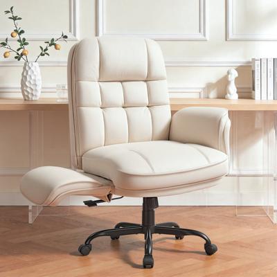 Bossin Cross Legged Office Chair with Adjustable Arms, 135° Reclining Velet Executive Criss Cross Chair with Wheels