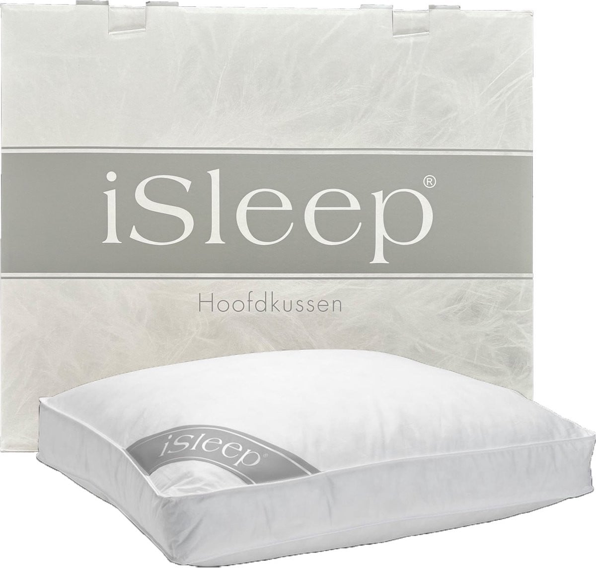 iSleep Donzen Hoofdkussen - 60% Eendendons - Boxkussen - 60 x 70 cm