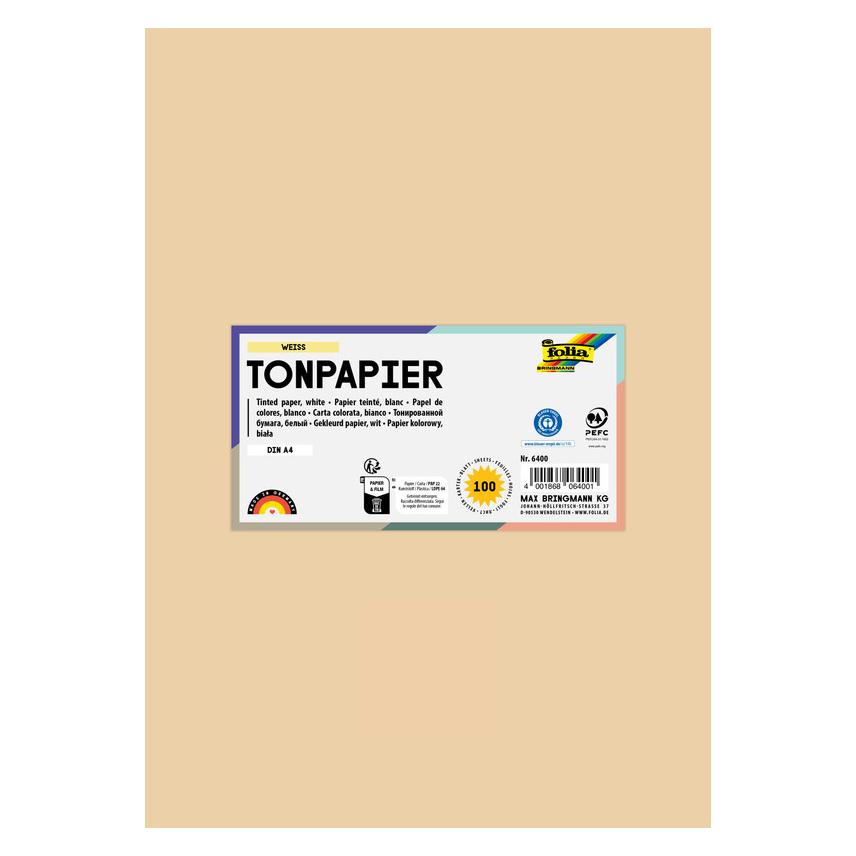 Folia Tonpapier, DIN A4, 130 g/qm, chamois (130 g/m², 100x) (6410)