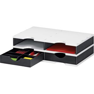 Styro Styro Sortierstation 268-0202.9895S  doc Duo, Set, A4, 4 Fächer, 2 Etagen, schwarz / grau