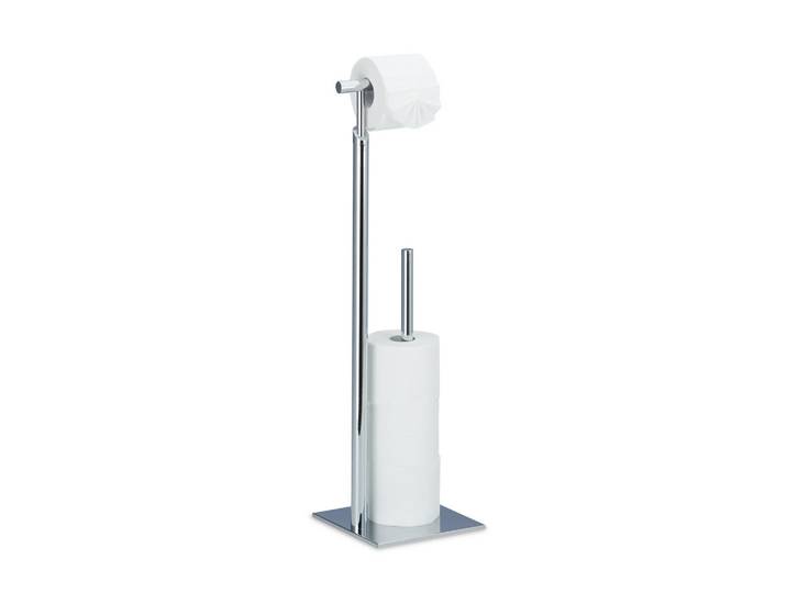 Relaxdays Toilettenpapierhalter Silber stehend, Silberfarben, Metall, 20x71x20 cm, Badezimmer, WC Ausstattung, Toilettenpapierhalter