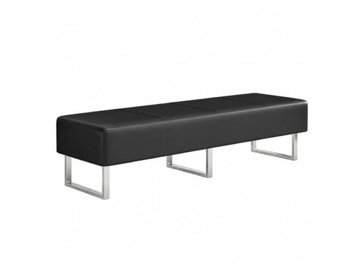 ZomoQryn Moderne Wartebank Gepolstert mit Kunstleder für Gäste und Empfang Gepolsterter Sitz aus PU-Leder mit Edelstahlbasis,Aufbewahrungsbank für Wartezimmer(Black,180x42x42cm)