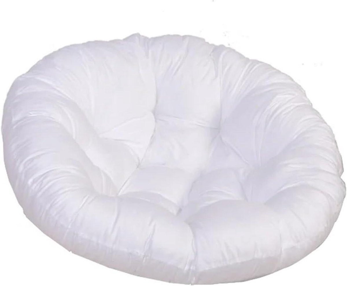 Wit Hangstoelkussen Rond - Weerbestendig Zitkussen - Diameter: 60 cm