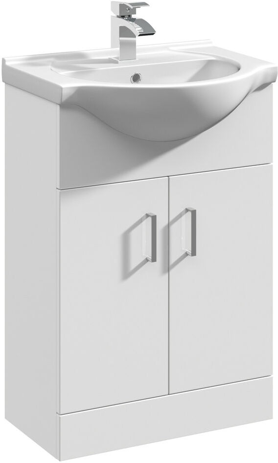 Nuie Mayford 550 mm Freestanding Single Vanity with Integrated Basin White 550mm W